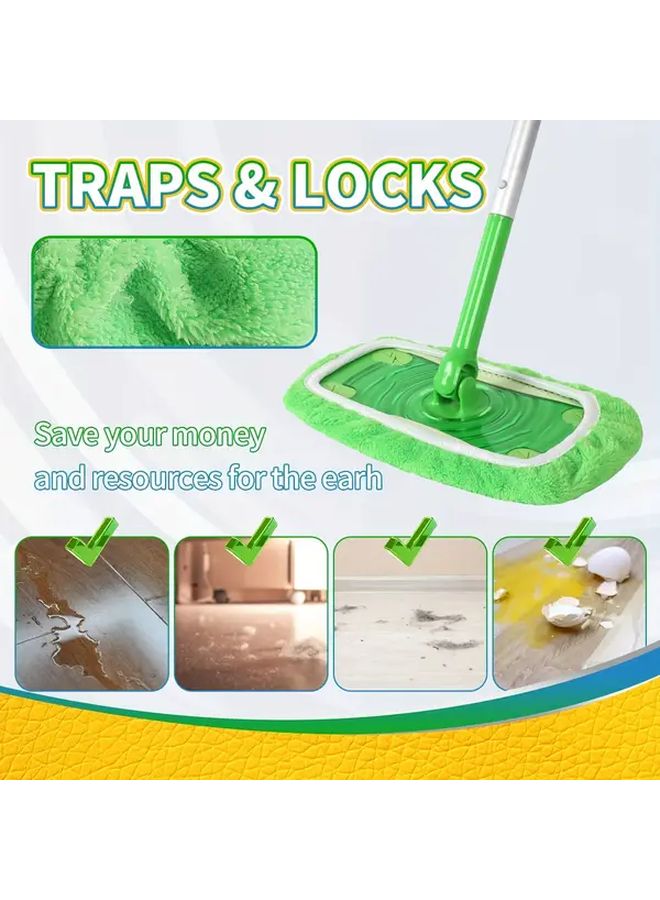 Green Reusable Coral Fleece Mop Pad Compatible With Wet And Dry Flat Mops - Image 5